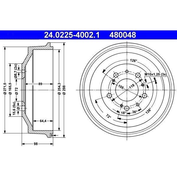 Ate 24.0225-4002.1 - Oe 4247 22 Tamburo Del Freno Per Boxer, Jumper, Ducato-image