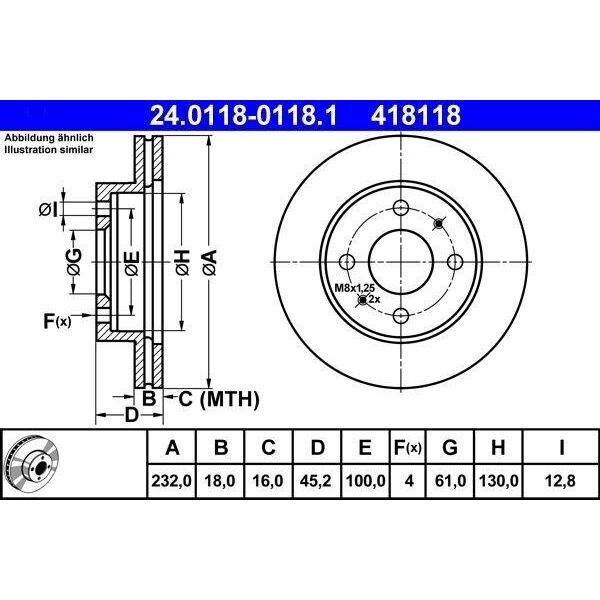 Ate 24.0118-0118.1 - Oe 40206 0M602 Disco Freno Per Almera I (N15)-image