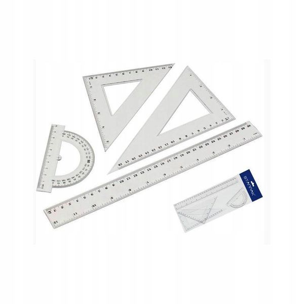 Starpak - Set Scolastico - Set Geometrico - Righello 30 Cm - 2X Triangolo - Goniometro - 4 Pezzi-image