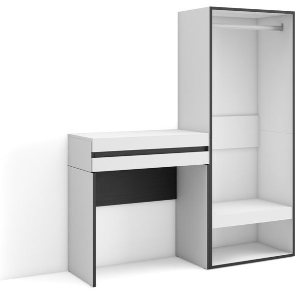 Consolle Ingresso, 130X35X145Cm, Con Cassetto, Armadio Aperto, Bianco-image