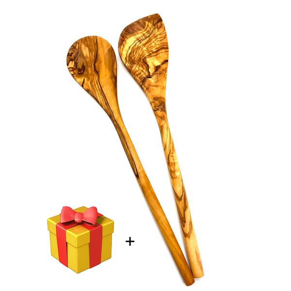 KochlöFfel OLIVENHOLZ-ERLEBEN "2Tlg. KochlöFfel-Set", Braun, L: 30Cm, Massivholz, KochlöFfel, KochlöFfel, Kommt Besonders Gut In Die Ecken Und RäNder Des Topfes-image