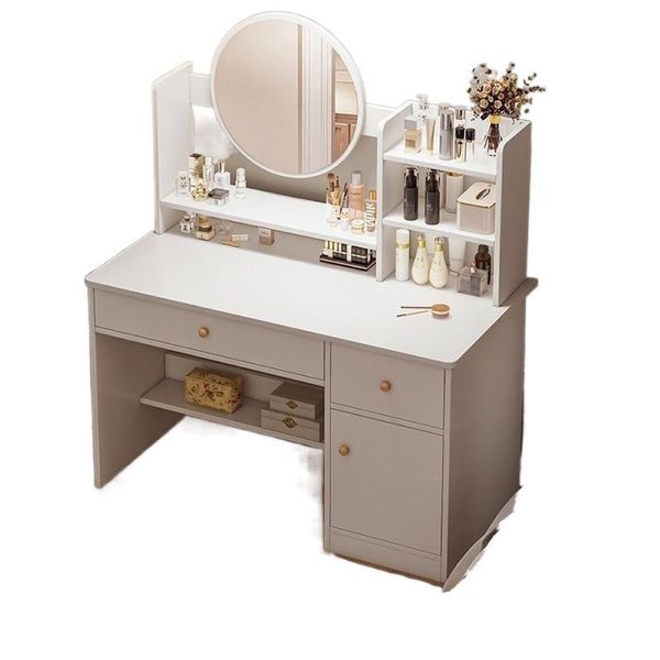 Toilette Con Specchio E Cassetti Bianca Trucco Glamour Scandinavo 100 Cm-image