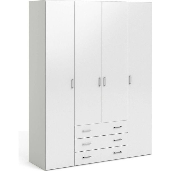 Dmora Guardaroba Grande Amoruccio 49.5X200.4H Cm Bianco Bianco Lucido, Appendiabiti 4 Ante-image