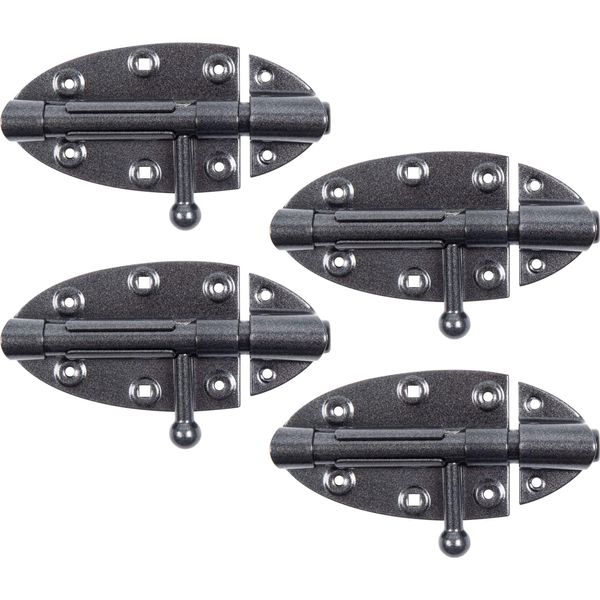 Alberts 822576 Serratura A Chiavistello Duravis®, Con Maniglia Tonda, Rivestimento Duplex Diamantato Nero, Piastra 112 X 72, Perno Ø 16 Mm, Set Da 4-image