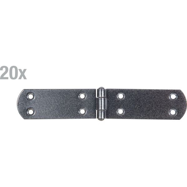 Alberts 822880 Cerniera Per Casse Duravis®, Con Perno Rivettato, Rivestimento Duplex Diamantato Nero, Dimensioni 195 X 35 X 2 Mm, Set Di 20 Pezzi-image