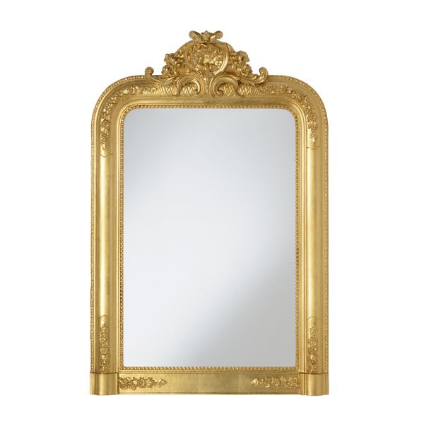 Mo.Wa Specchio Specchio Classico Da Parete Con Cornice In Legno Cm. 67X97 Foglia Oro Antico. Specchio Da Sala Soggiorno Camera Da Letto Specchio Luigi Filippo-image