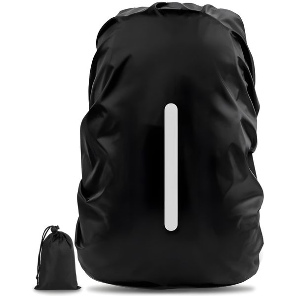 Avana Copertura Antipioggia Per Zaini (41-55L) Copertura Antipioggia Impermeabile Zaino Scuola Copertura Zaino Riflettente Nero - Misura L-image