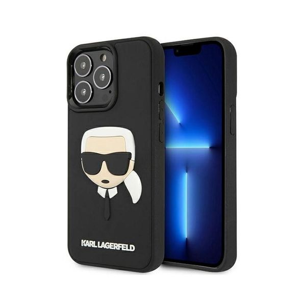 Karl Lagerfeld Klhcp13Lkh3Dbk Custodia Rigida Per Iphone 13 Pro / 13 6,1 Czarny/Nero 3D Gomma Testa Di Karl-image