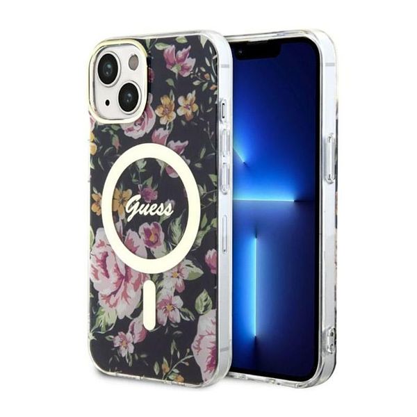Guess Guhmp14Mhcfwsk Custodia Rigida Per Iphone 14 Plus/ 15 Plus 6.7 Czarny/Nero Fiore Magsafe-image