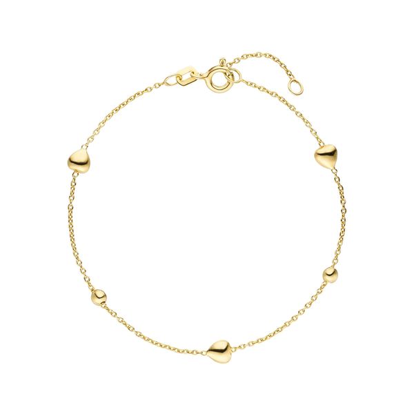 Armband Jobo "Herz Kugel", Gold (Goldfarben), ArmbäNder, Damen, 19Cm, Silber 925 (Sterlingsilber), Armband, 925 Silber Vergoldet 19 Cm-image