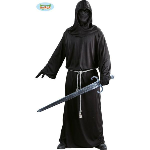Fantasma Medievale Cappuccio Costume Halloween Tenebre Fantasia Guerriero Inquietante Mistero Eleganza Figura Con Cappuccio Guerriero Aura, Taglia: 52 - 54 (L) Colore: Nero-image