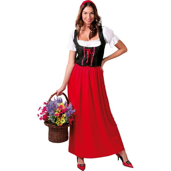 Costume Da Padrona Di Casa Medievale Rosso Carnevale Principessa Vestito Elegante, Taglia: 38 - 40 (M) Colore: Rosso-image