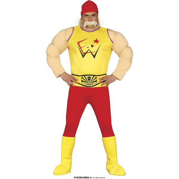 Costume Avventuriero Da Eroe Sportivo Lottatore E Star Del Carnevale, Taglia: 52 - 54 (L) Colore: Giallo-image