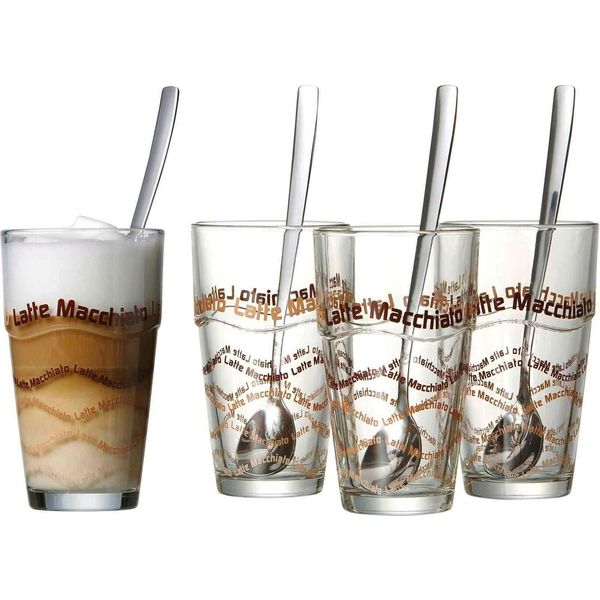 Ritzenhoff & Breker Sana Latte Macchiato GläSer, 4Er Set, Mit LöFfel, KaffeegläSer, Kaffeeglas, Glas, 370 Ml, 124200-image