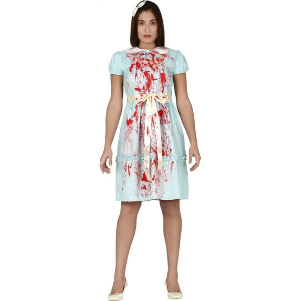 Spaventoso Vestito Da Fantasma Per Gemelli Di Halloween In Morbido Blu Con Punti Salienti Insanguinati Per Il Costume Delle Notti Spaventose, Parrucca Da Sera Horror, Taglia: 42 - 44 (L) Colore: Blu-image