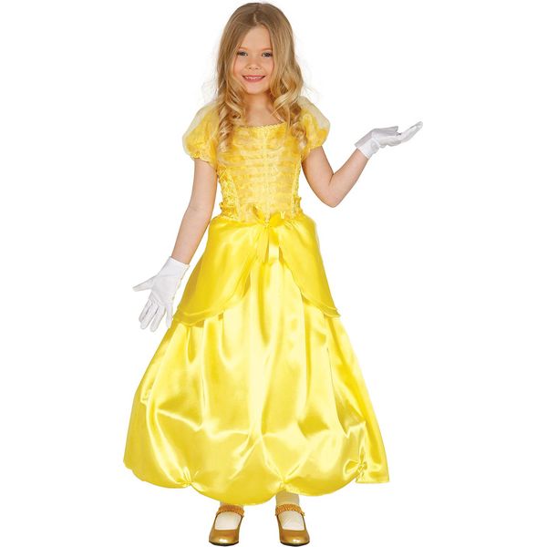 Fiaba Regina Carnevale Costume Principessa Sogno Abito Giallo Maestoso Bambini Festa Carnevale Fantasia Moda Incantevole Reale Avventura Storie Film Tema, Dimensioni: 128/134 Colore: Giallo-image