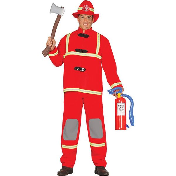 Costume Di Carnevale Da Eroe Pompiere, Vestito Per La Festa Missione Di Salvataggio Dei Vigili Del Fuoco, Taglia: 56 - 58 (Xxl) Colore: Rosso-image