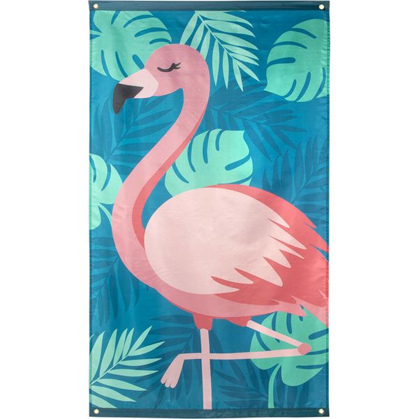 Bandiera Fenicottero Decorazione Per Feste Tropicali Blu-Rosa 150X90 Cm - Taglia Unica-image