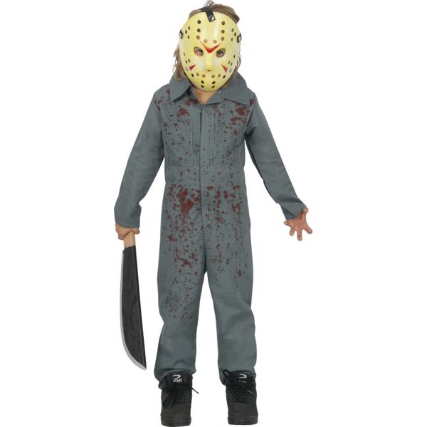 Halloween Cunning Hunter Maschera Tuta Costume Spaventoso Sangue Partito Cracker, Taglia: 140/146 Colore: Blu-image