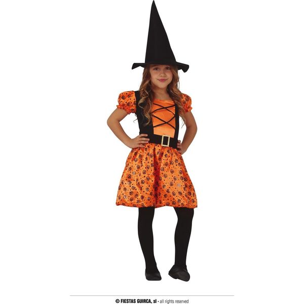 Strega Zucca Halloween Costume Da Strega Bambini Cappotto Magico Personalità Magia Travestimento Magia Stile Novità Abiti Zucca Stampa Moda Strega, Taglia: 110/116 Colore: Arancione-image