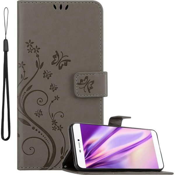 Cadorabo Cover Per Huawei P8 Cover Protettiva In Grigio Cover Protettiva Cover Per Telefono Cellulare Cover Fiori Custodia Fiore-image