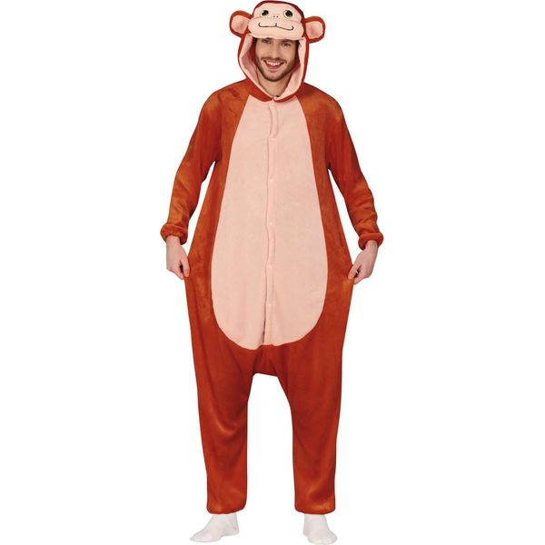 Tuta Scimmia Animale Con Cappuccio Tuta Con Cappuccio Animale Coccoloso Costume Intero Carnevale Stravagante Tuta Intera Crema Beige Marrone, Taglia: 52 - 54 (L) Colore: Marrone-image