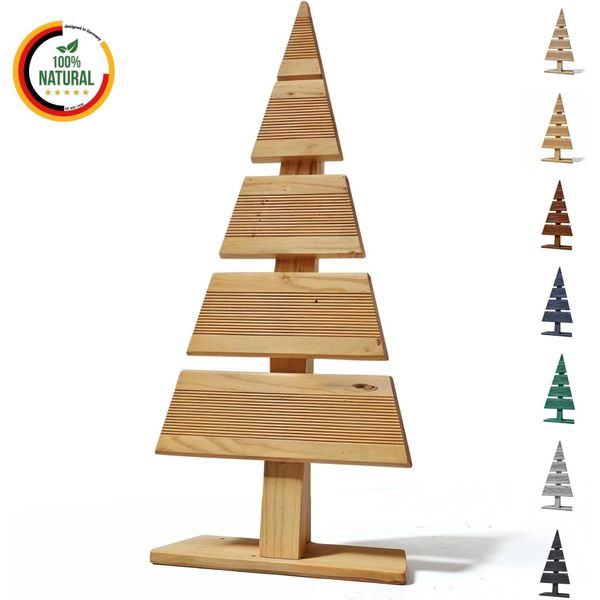 Floranica Albero Di Natale In Legno Naturale 60X27Cm Naturale Decorazione Natalizia Per Interni Ed Esterni Albero In Legno Di Larice Fatto A Mano-image