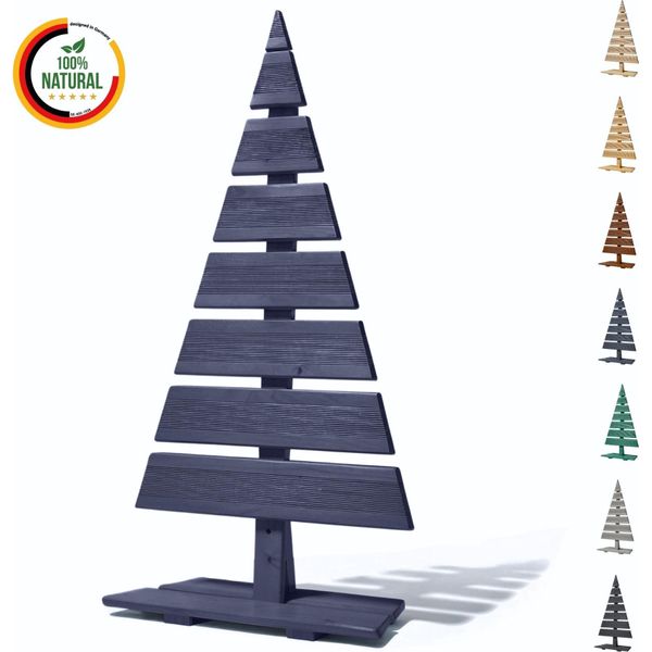 Floranica Albero Di Natale In Legno Naturale 90X45Cm Antracite Decorazione Natalizia Per Interni Ed Esterni Albero In Legno Di Larice Fatto A Mano-image