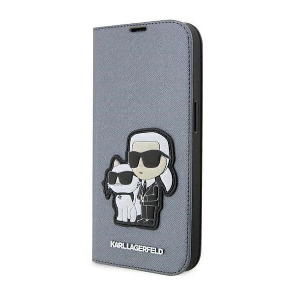 Karl Lagerfeld Klbkp14Xsankcpg Iphone 14Pro Max 6.7 Bookcase Srebrny/Silver Saffiano Karl & Choupette-image