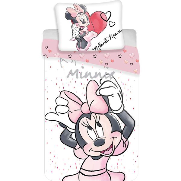 Minnie Mouse Bettbezug Weiß/Rosa - 140 X 200 Cm - Baumwolle - 70 X 90 Cm-image