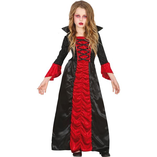 Vampiro Notte Nero Rosso Costume Halloween Bambini Spettrale Avventura Tenebre Conte Spaventoso Outfit Fantasia Vestiti Maniche Lunghe Brivido Partito, Dimensioni: 128/134 Colore: Nero-image