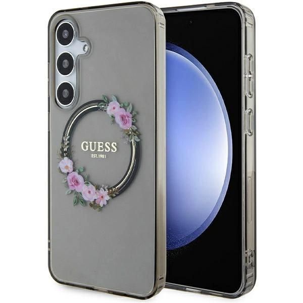 Guess Guhms24Mhfwfck S24+ S926 Czarny/Nero Custodia Rigida Iml Fiori Corona Magsafe-image