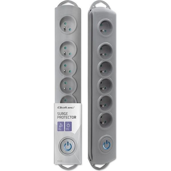 Qoltec 50166 Protezione Contro Le Sovratensioni Grigio 6 Prese Ac 230 V 3 M-image