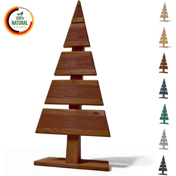 Floranica Albero Di Natale In Legno Naturale 60X27Cm Marrone Decorazione Natalizia Per Interni Ed Esterni Albero In Legno Di Larice Fatto A Mano-image