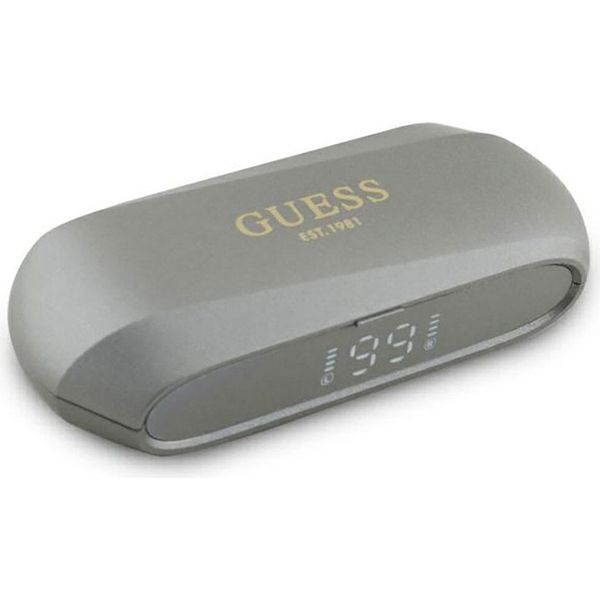 Guess Cuffie Bluetooth Gutwsc2Mcdse Tws + Docking Station Taupe Logo Allungato Stampato In Metallo-image