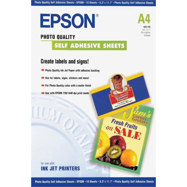 Epson Carta Speciale Per Stampante Autoadesiva A4 10 Fogli-image