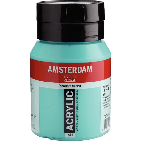 Bottiglia Di Vernice Acrilica Amsterdam Serie Standard 500 Ml Verde Turchese 661-image