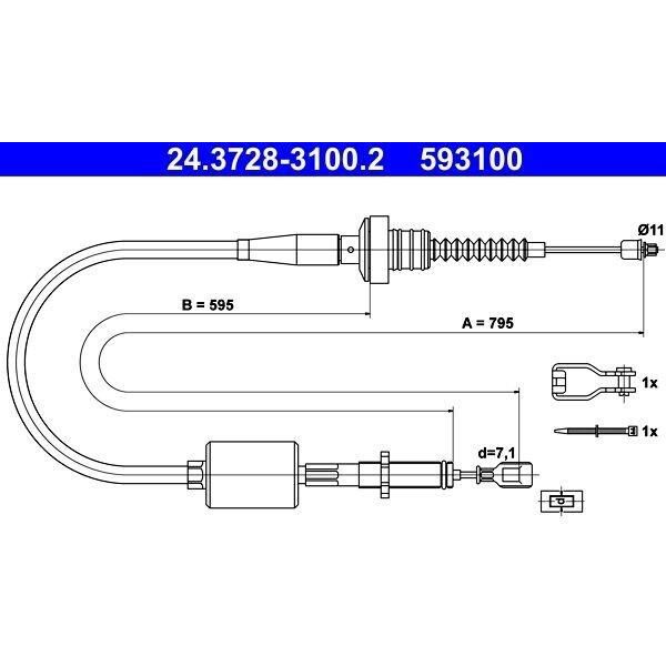 Ate 24.3728-3100.2 - Oe 41510 02000 Cavo Frizione Per Atos (Mx)-image
