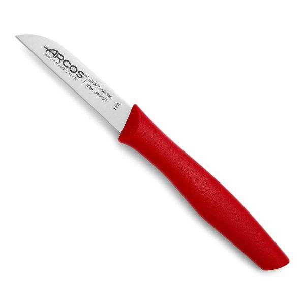 Coltello Mondador Arcos Nova 188422 In Acciaio Inox E Polipropilene Mango, Lama Rossa 8 Cm Con Coprilama E Scatola Da Esposizione-image