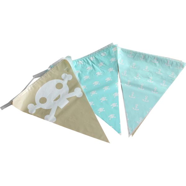 Ghirlanda Di Pirati Con Gagliardetti Per Feste Di Compleanno Per Bambini, Beige-Blu 270 Cm --image
