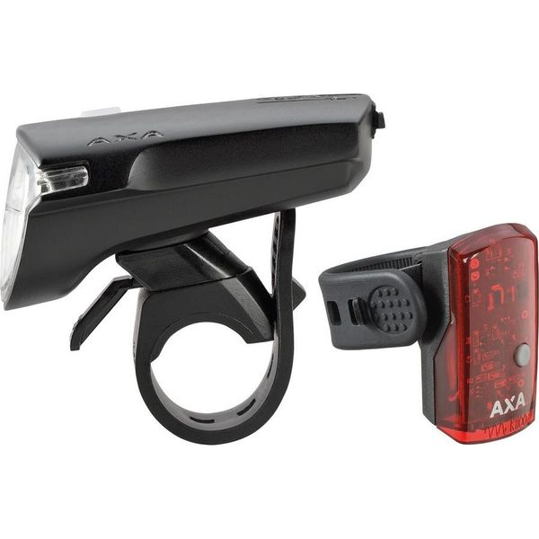 Faro Ricaricabile Axa 'Greenline 40 Set', Led, Con Luce Posteriore, Cavo Usb, Nero (1 Set)-image