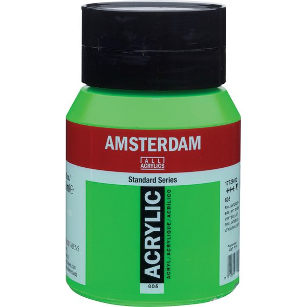 Bottiglia Di Vernice Acrilica Amsterdam Serie Standard 500 Ml Verde Brillante 605-image