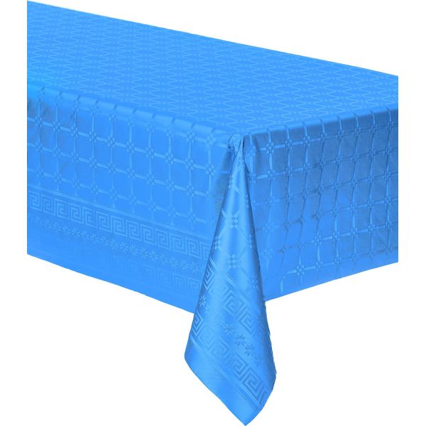 Rotolo Di Tovaglia Blu Turchese Con Motivo Damascato 6 M - Taglia Unica-image