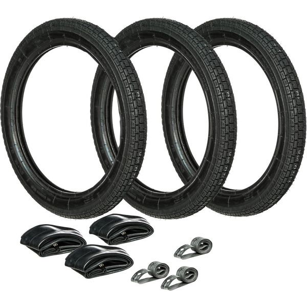 Set: 3 Pneumatici 2,75 X 16 Heidenau K30 + 3 Tubi + 3 Nastri Per Cerchioni-image