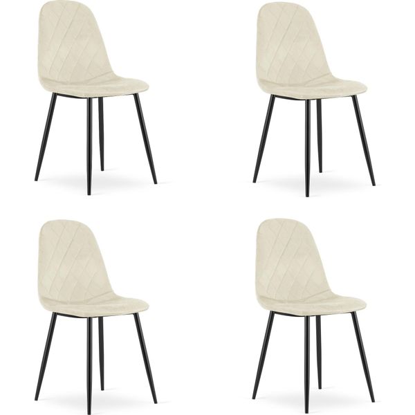 Asti Sedia Imbottita Velluto Beige 4 Pezzi Per Sala Da Pranzo Cucina-image