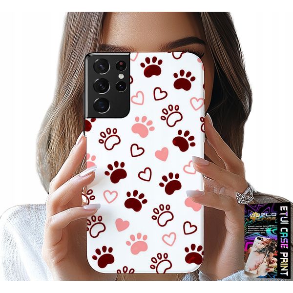 Etui Per Samsung Galaxy S21 Ultra - Zampe Di Cane Su Sfondo Bianco, Cane, Gatto, Orso-image