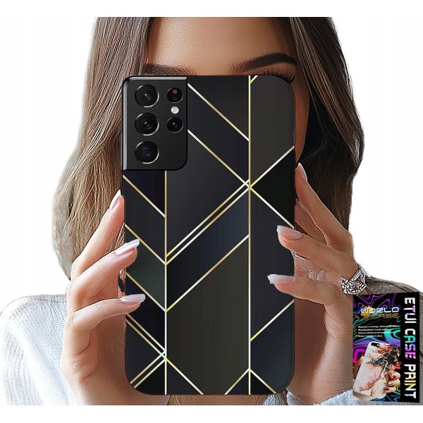 Etui Per Samsung Galaxy S21 Ultra - Telaio Dorato, Design Elegante + File-image