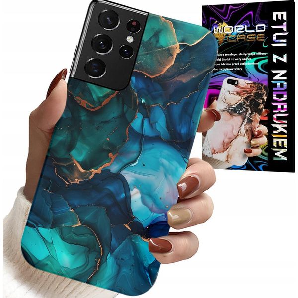 Caso Per Samsung Galaxy S21 Ultra - Blu Verde Marmurale Platsky-image