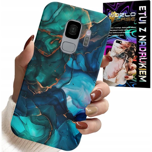 Custodia Per Samsung Galaxy S9 - Design Del Retro In Marmo Blu Verde-image
