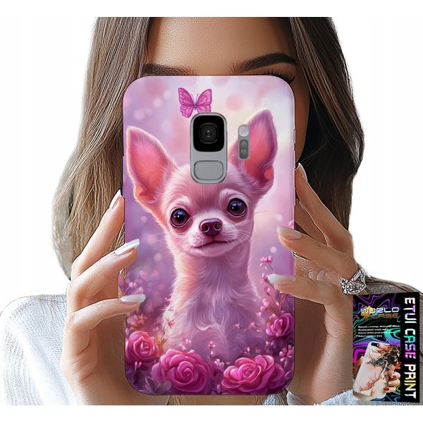 Custodia Per Samsung Galaxy S9 - Simpatico Chihuahua Su Sfondo Rosa Con Fiori-image